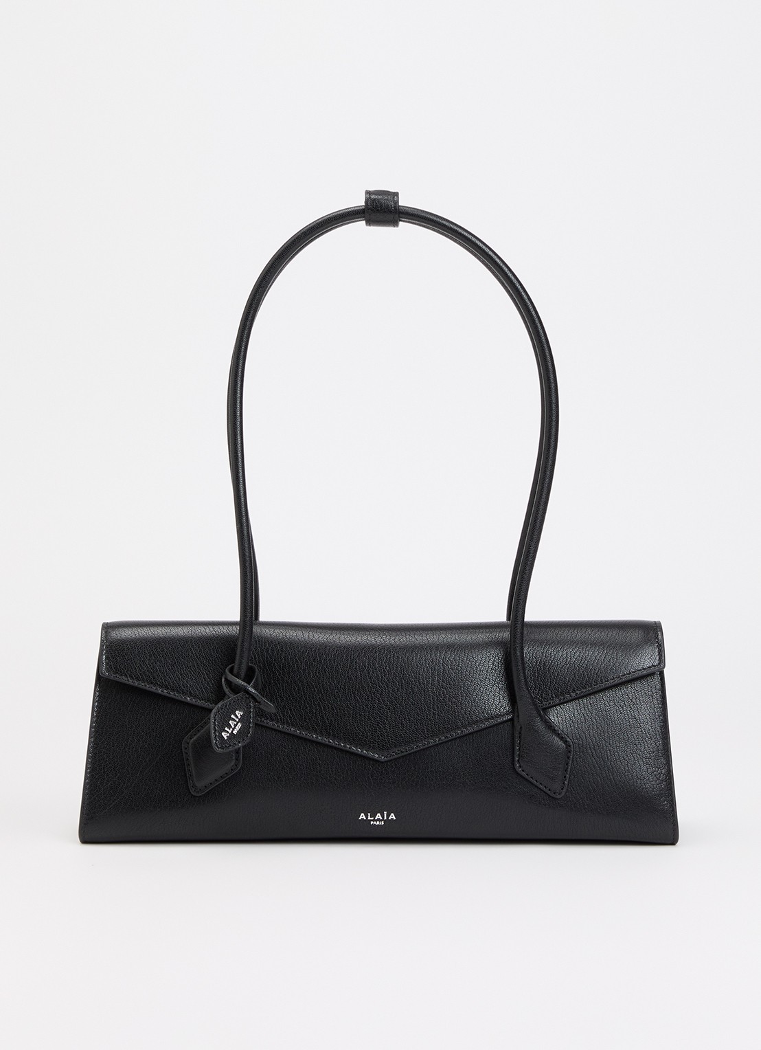 Alaïa Le Teckel Flap Medium schoudertas van geitenleer - voorkant zwart