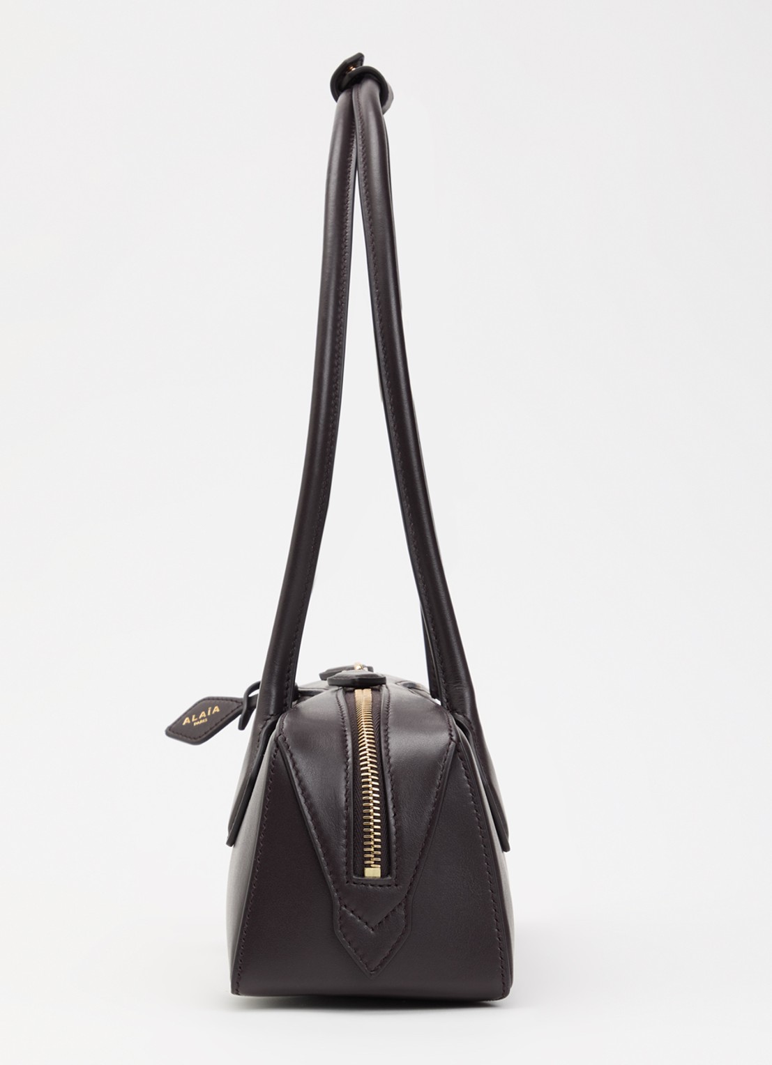Alaïa Le Teckel Medium schoudertas van geitenleer - detail 3 cognac