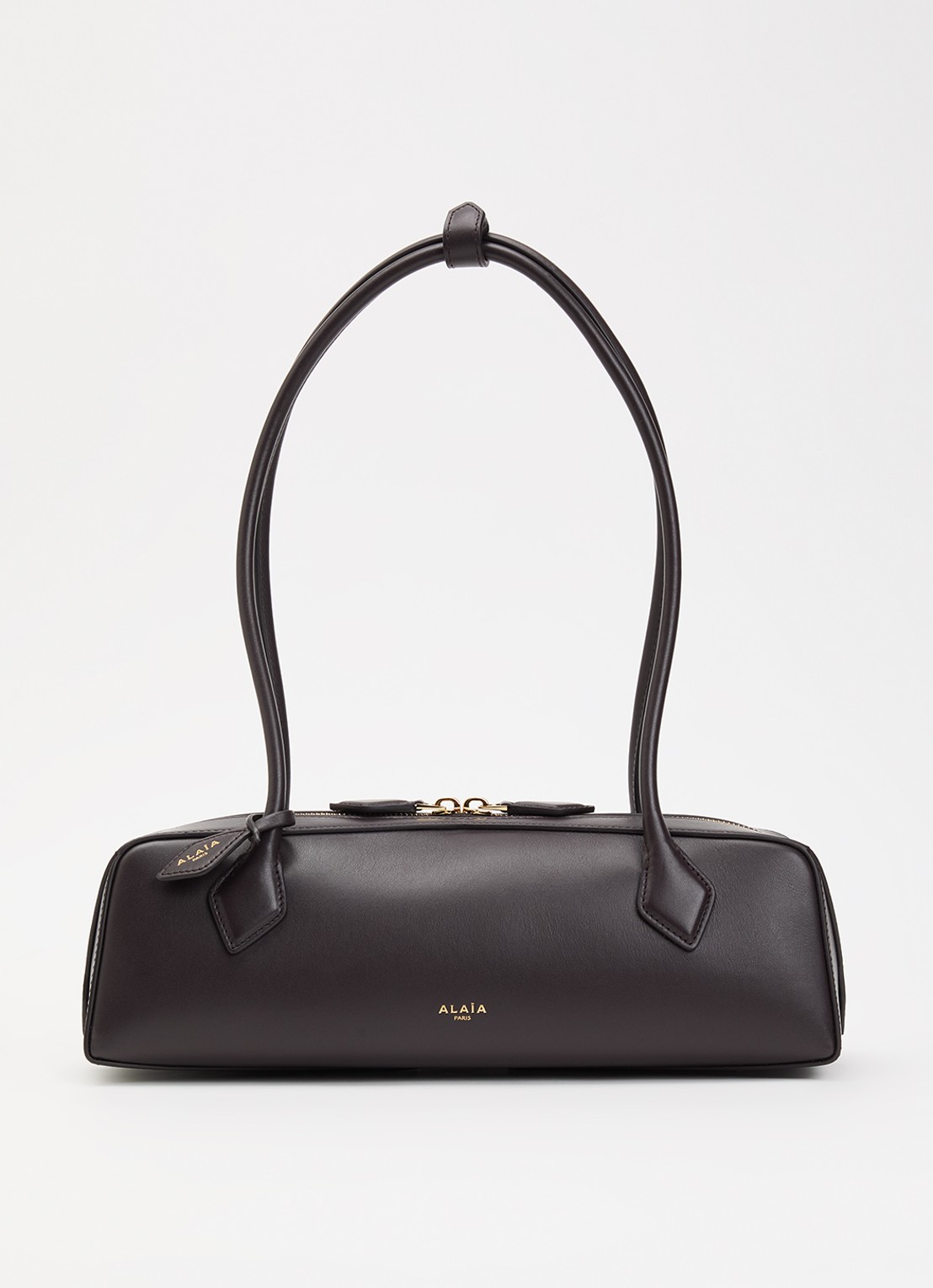 Alaïa Le Teckel Medium schoudertas van geitenleer - voorkant cognac