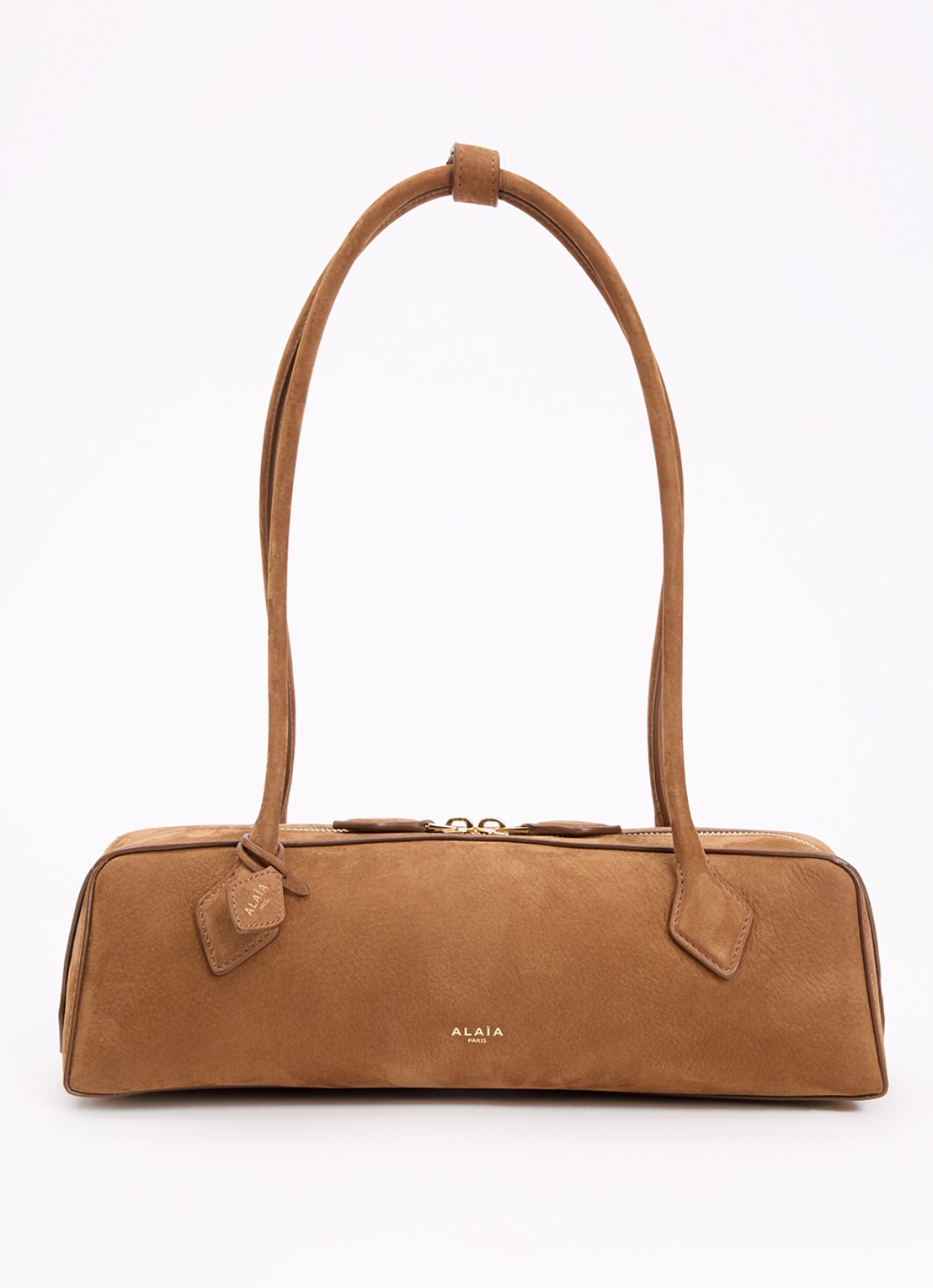 Alaïa Le Teckel Medium schoudertas van nubuck - voorkant 5 roestbruin