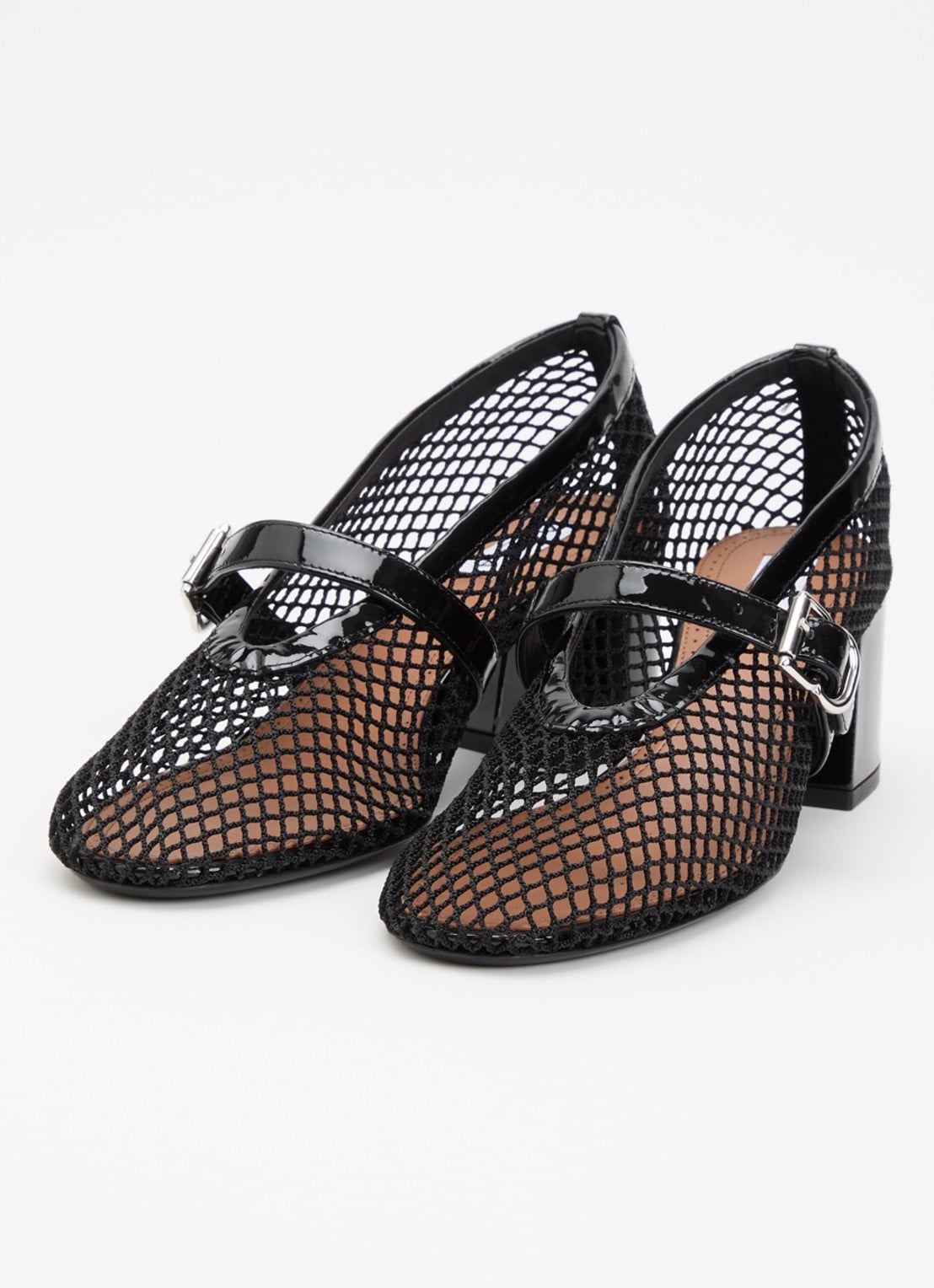 Alaïa Mary Jane pump met opengewerkt dessin met details van leer  - detail zwart