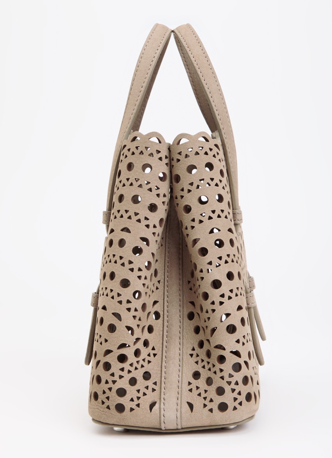 Alaïa Mina 20 crossbodytas van nubuck met uitneembaar etui en afneembare schouderriem - detail 2 taupe