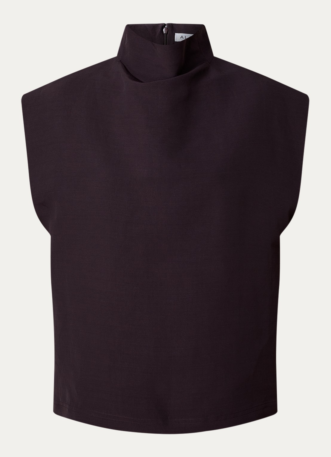 Alaïa Mouwloze top met col - voorkant 4 donkerbruin