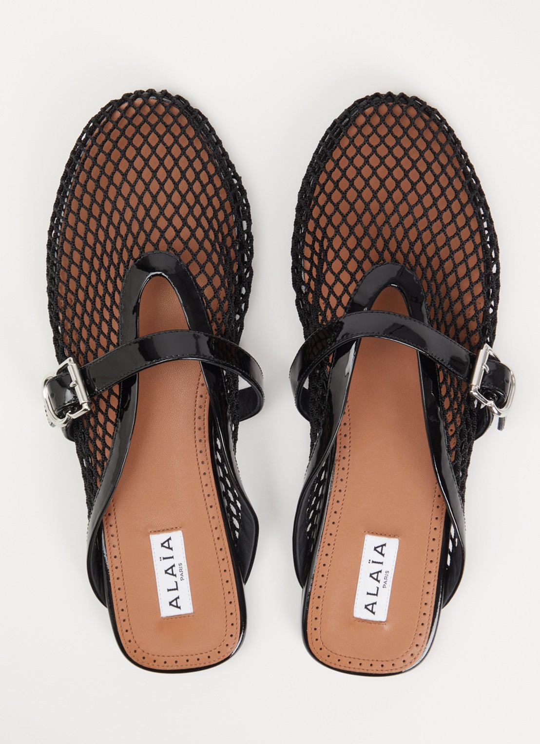 Alaïa Muiltje van mesh met details van kalfsleer - detail 4 zwart