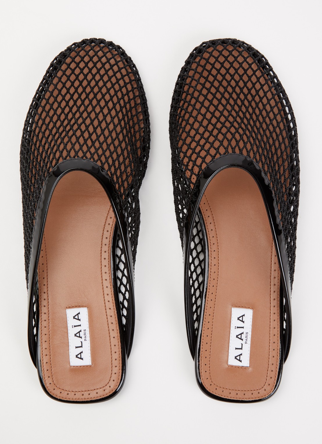Alaïa Muiltje van mesh met kalfsleren details - detail 4 zwart