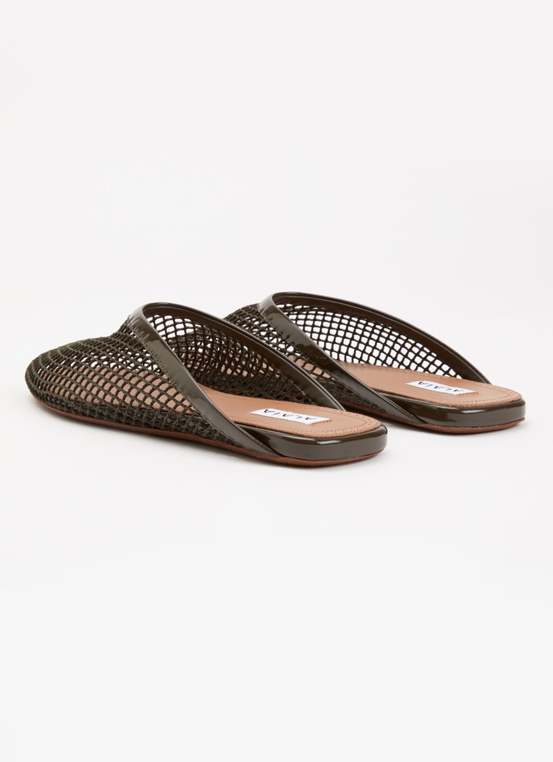 Alaïa Muiltje van mesh met kalfsleren details - achterkant 6 khaki