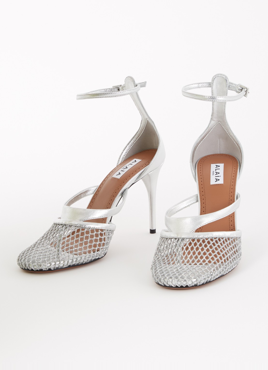 Alaïa Pump van mesh met kalfsleren details - detail 2 zilver