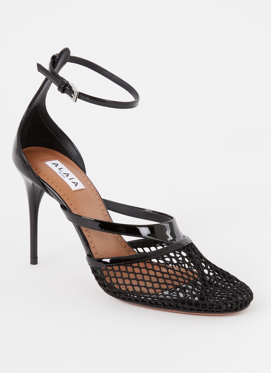 Alaïa Pump van mesh met kalfsleren details - voorkant 6 zwart