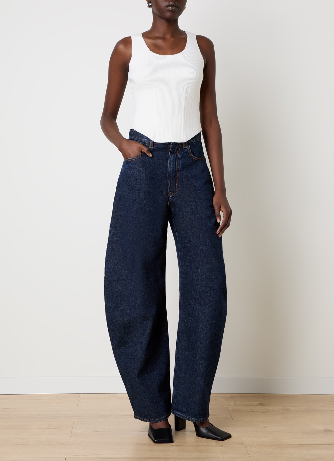 Alaïa Ribgebreide top in wolblend - voorkant 3 wit
