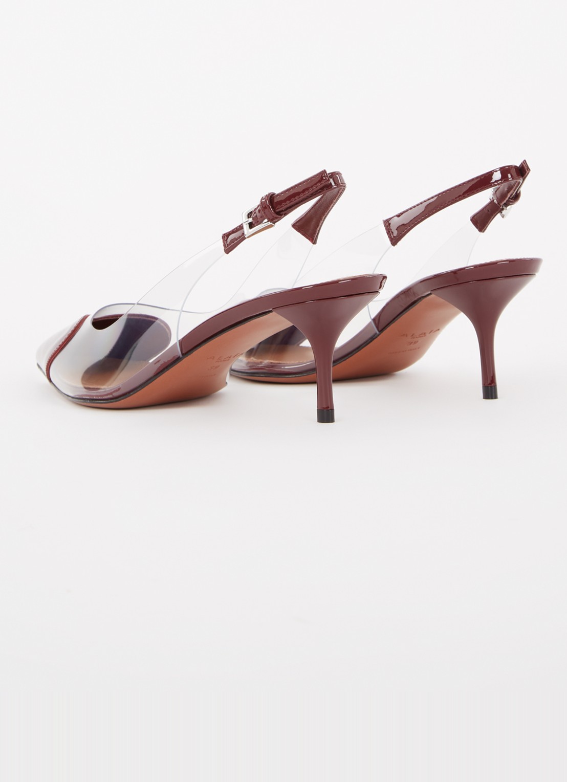 Alaïa Slingback met kalfsleren details en lakfinish - achterkant 3 bordeauxrood