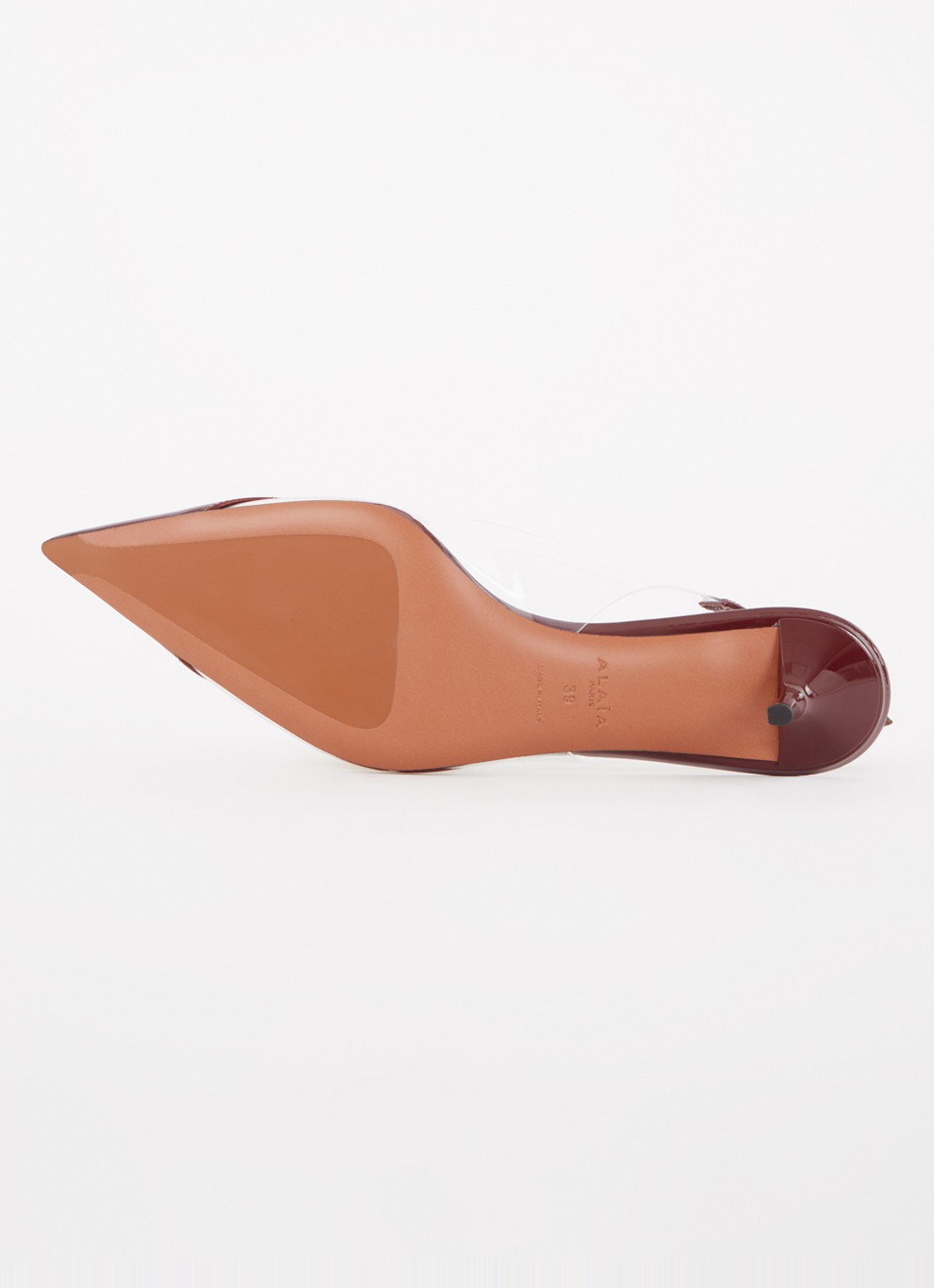 Alaïa Slingback met kalfsleren details en lakfinish - detail 5 bordeauxrood