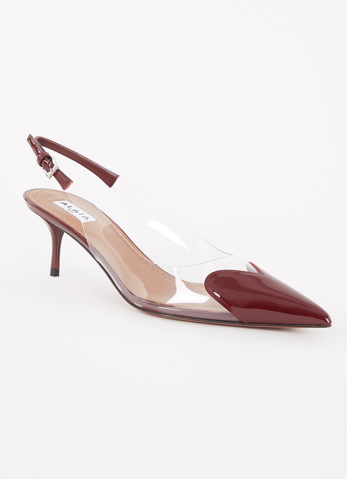 Alaïa Slingback met kalfsleren details en lakfinish - voorkant bordeauxrood