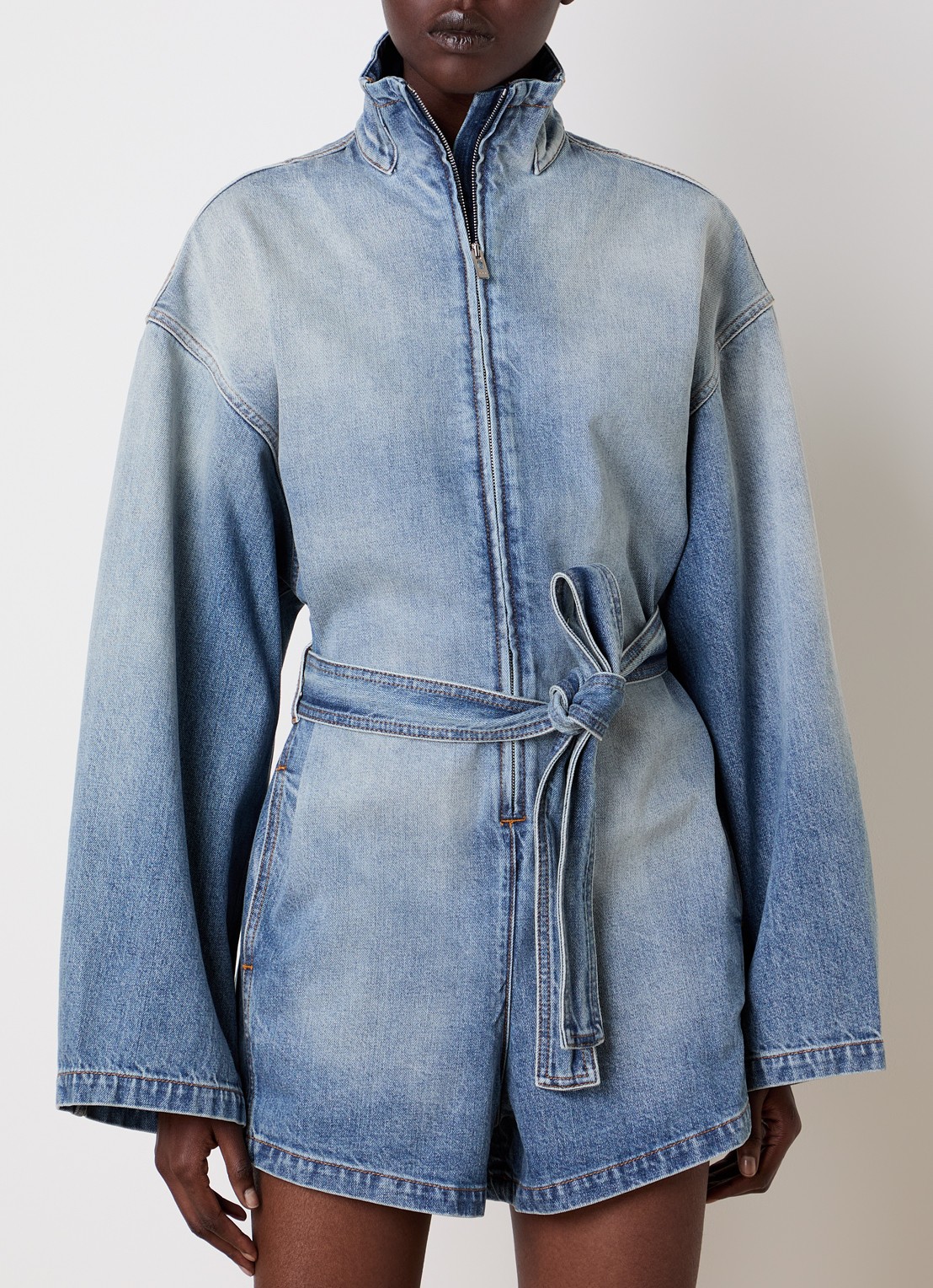 Alaïa Straight fit jumpsuit van denim - detail 4 indigo
