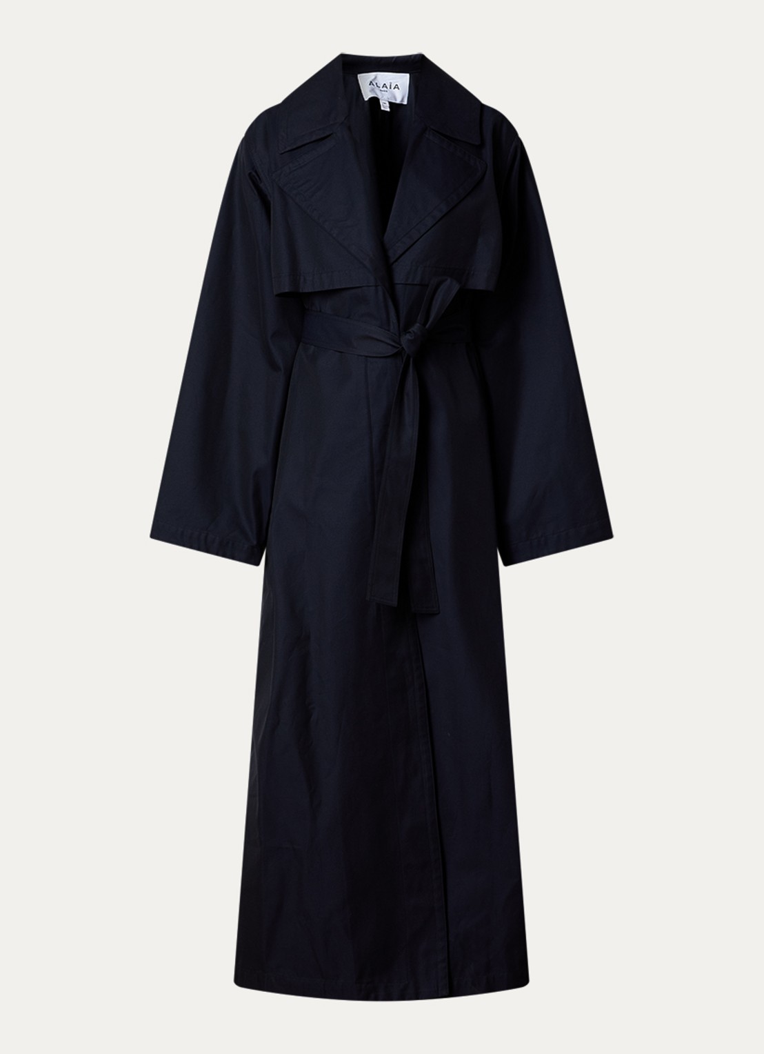 Alaïa Trenchcoat met strikceintuur - voorkant donkerblauw