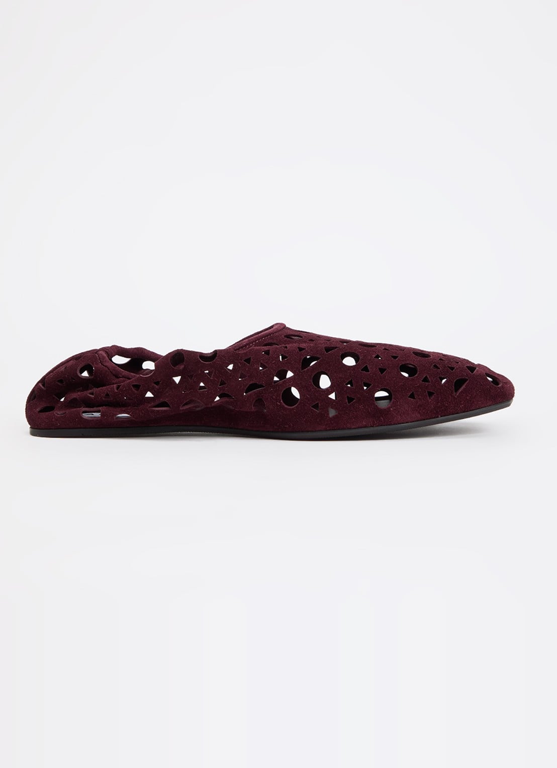 Alaïa Vienne ballerina van suède met cut-out detail - voorkant bordeauxrood