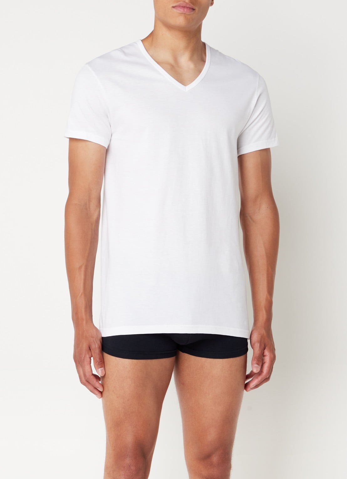 Alan Red Dean slim fit T-shirt met diepe V-hals in 2-pack - detail 3 wit