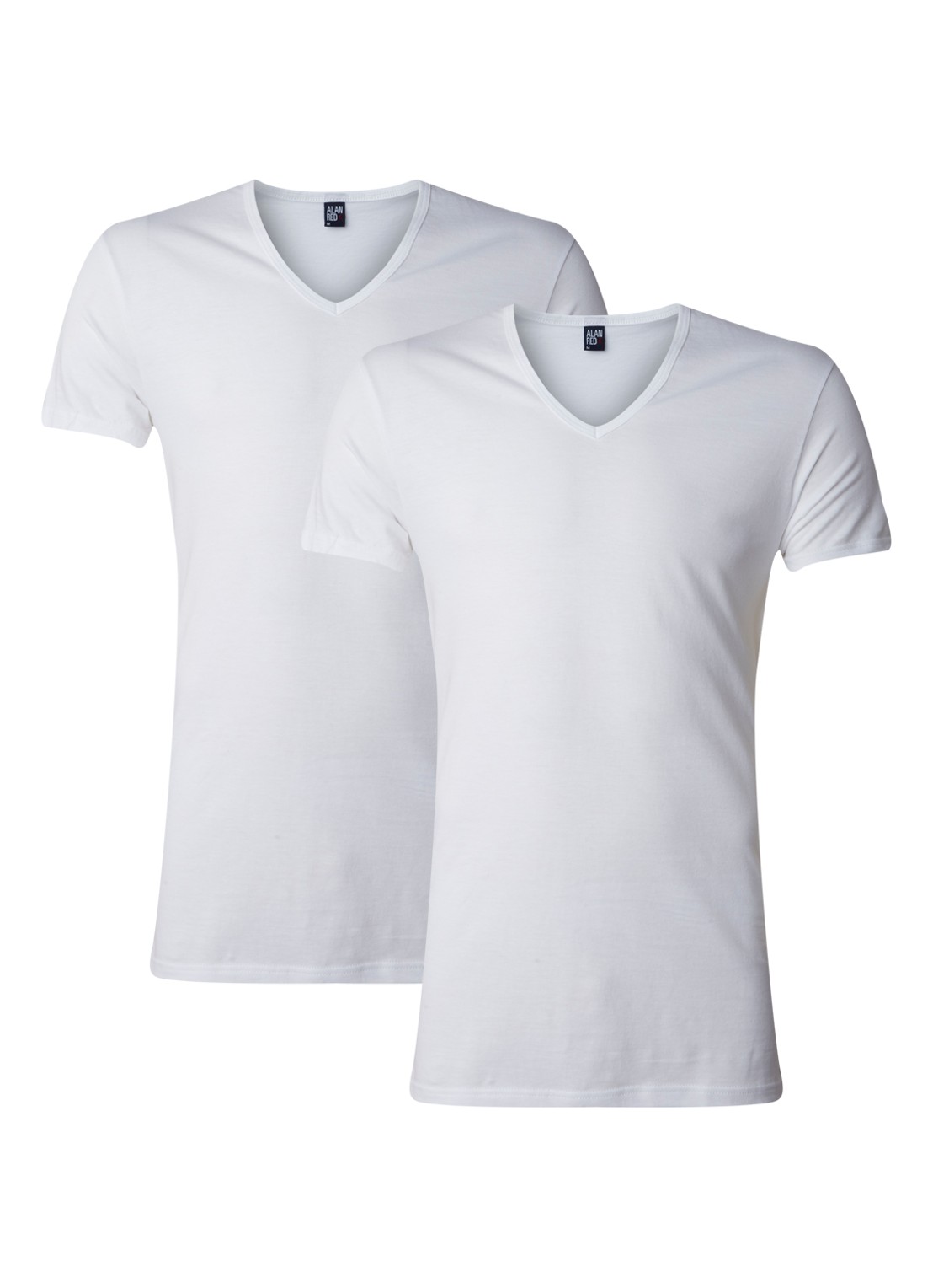 Alan Red Dean slim fit T-shirt met diepe V-hals in 2-pack - voorkant wit