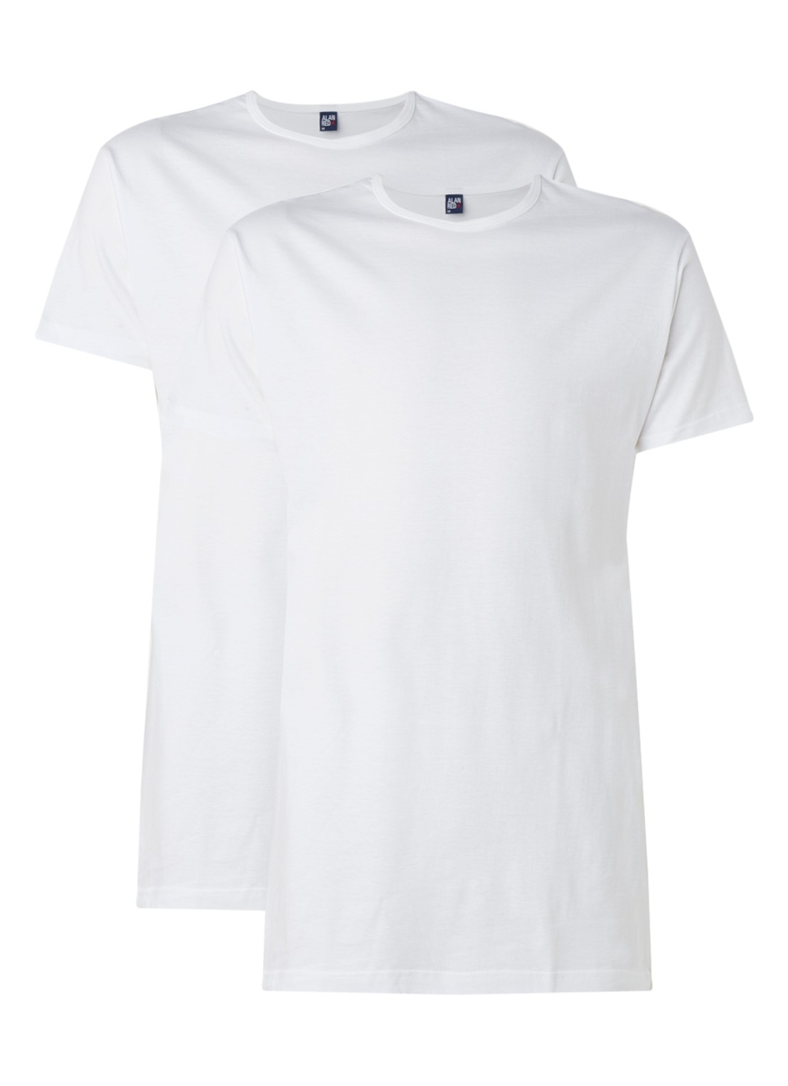 Alan Red Derby Long fit T-shirt met ronde hals in 2-pack - voorkant 2 wit