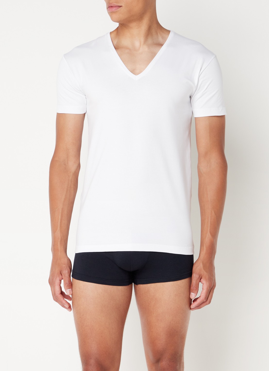 Alan Red Nov body fit T-shirt met V-hals in 2-pack - detail wit