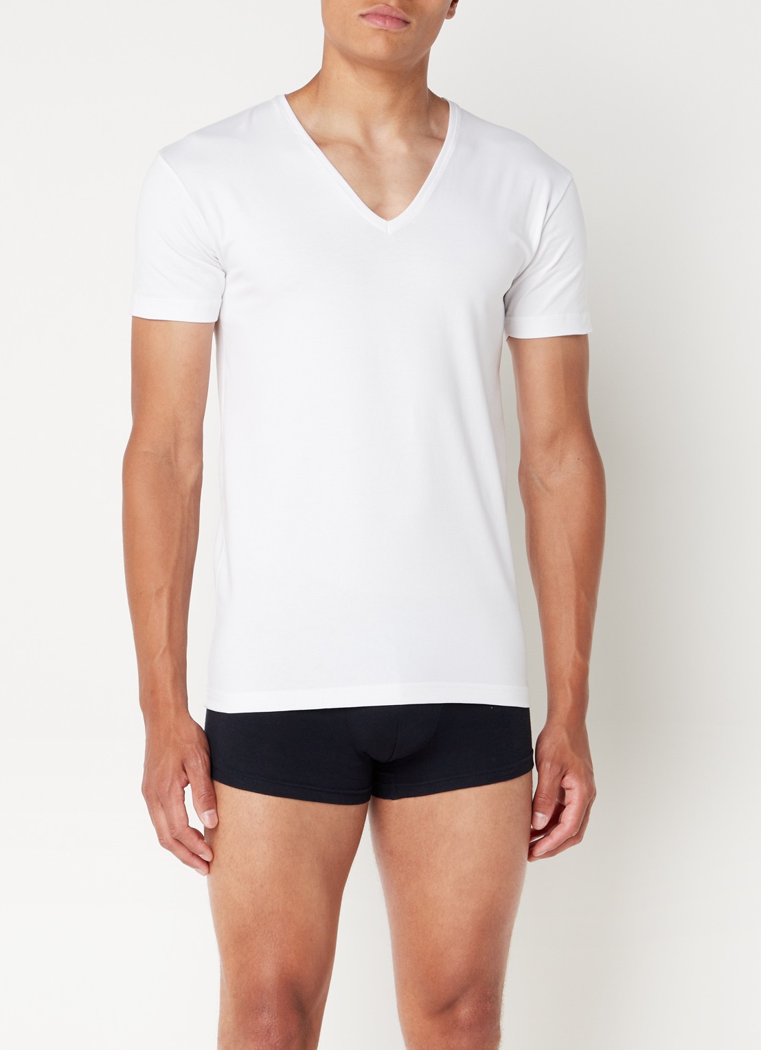 Alan Red Nov body fit T-shirt met V-hals in 2-pack - voorkant 4 wit