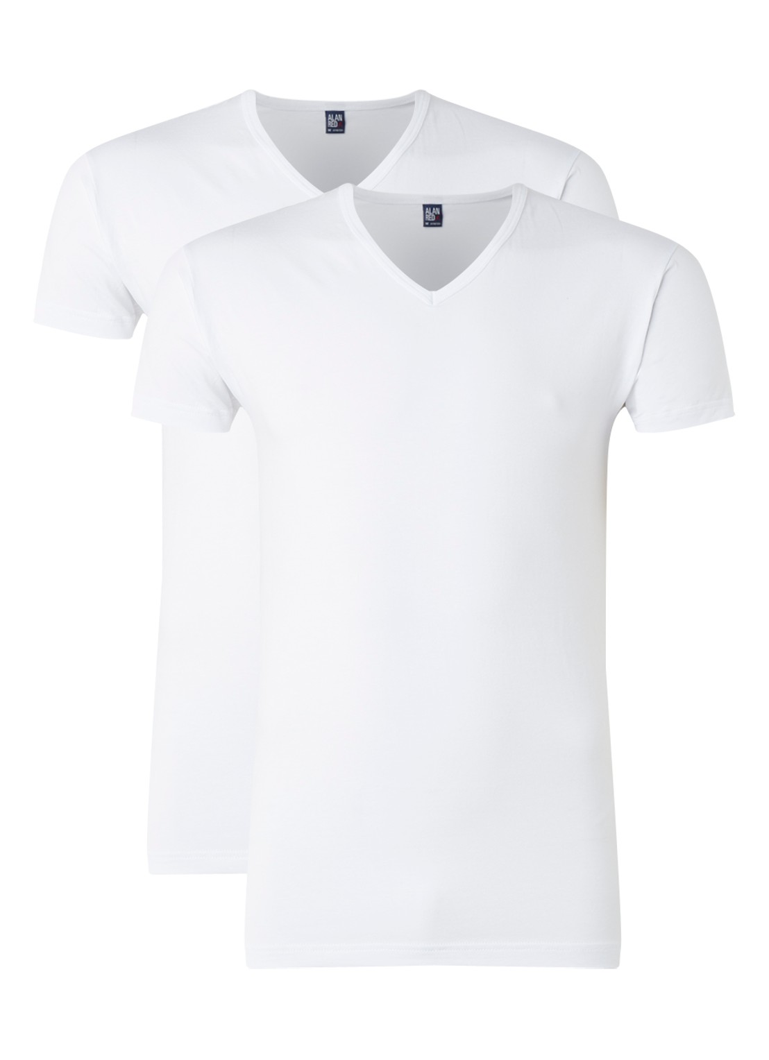 Alan Red Oklahoma body fit T-shirt met V-hals in 2-pack - voorkant wit
