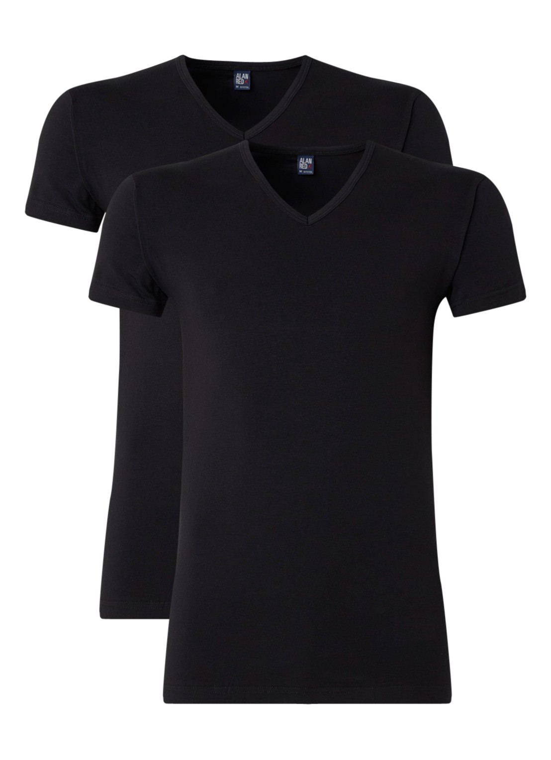 Alan Red Oklahoma body fit T-shirt met V-hals in 2-pack - voorkant zwart