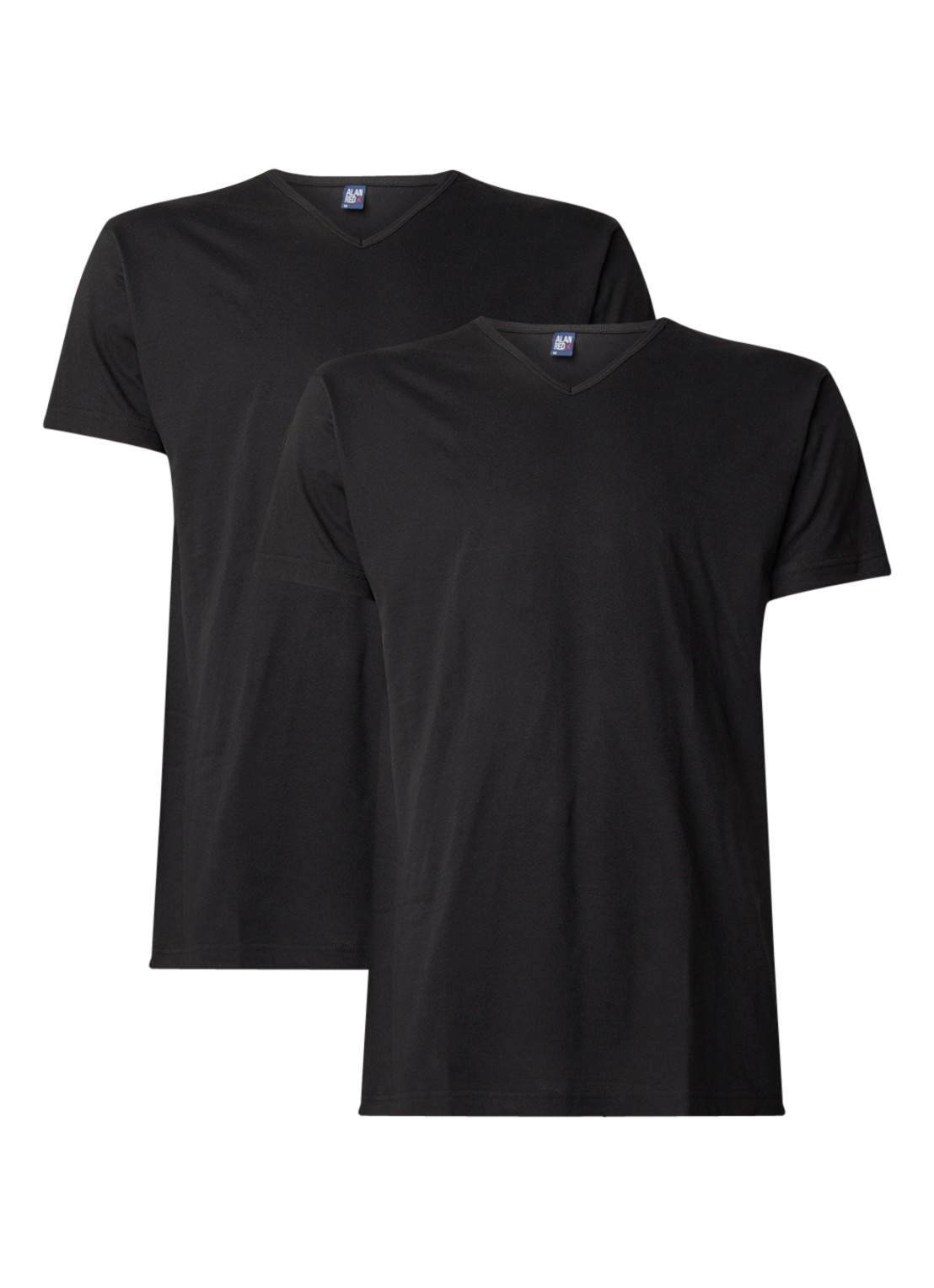 Alan Red Vermont T-shirt met V-hals in 2-pack - voorkant zwart
