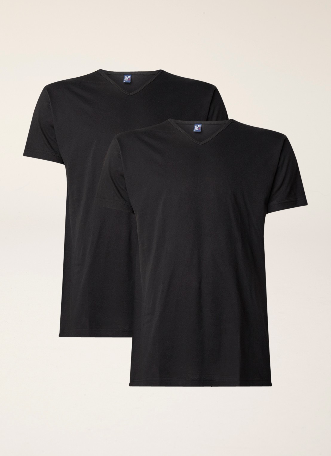 Alan Red Vermont T-shirt met V-hals in 2-pack - voorkant 2 zwart