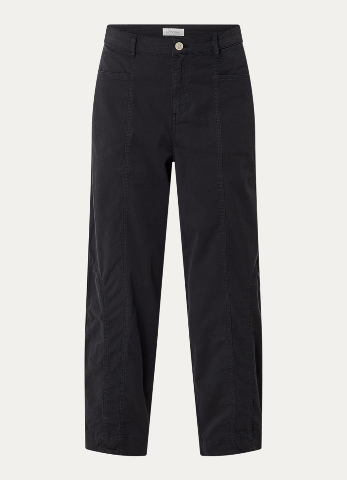 alchemist Abbi high waist tapered fit broek met steekzakken - voorkant zwart
