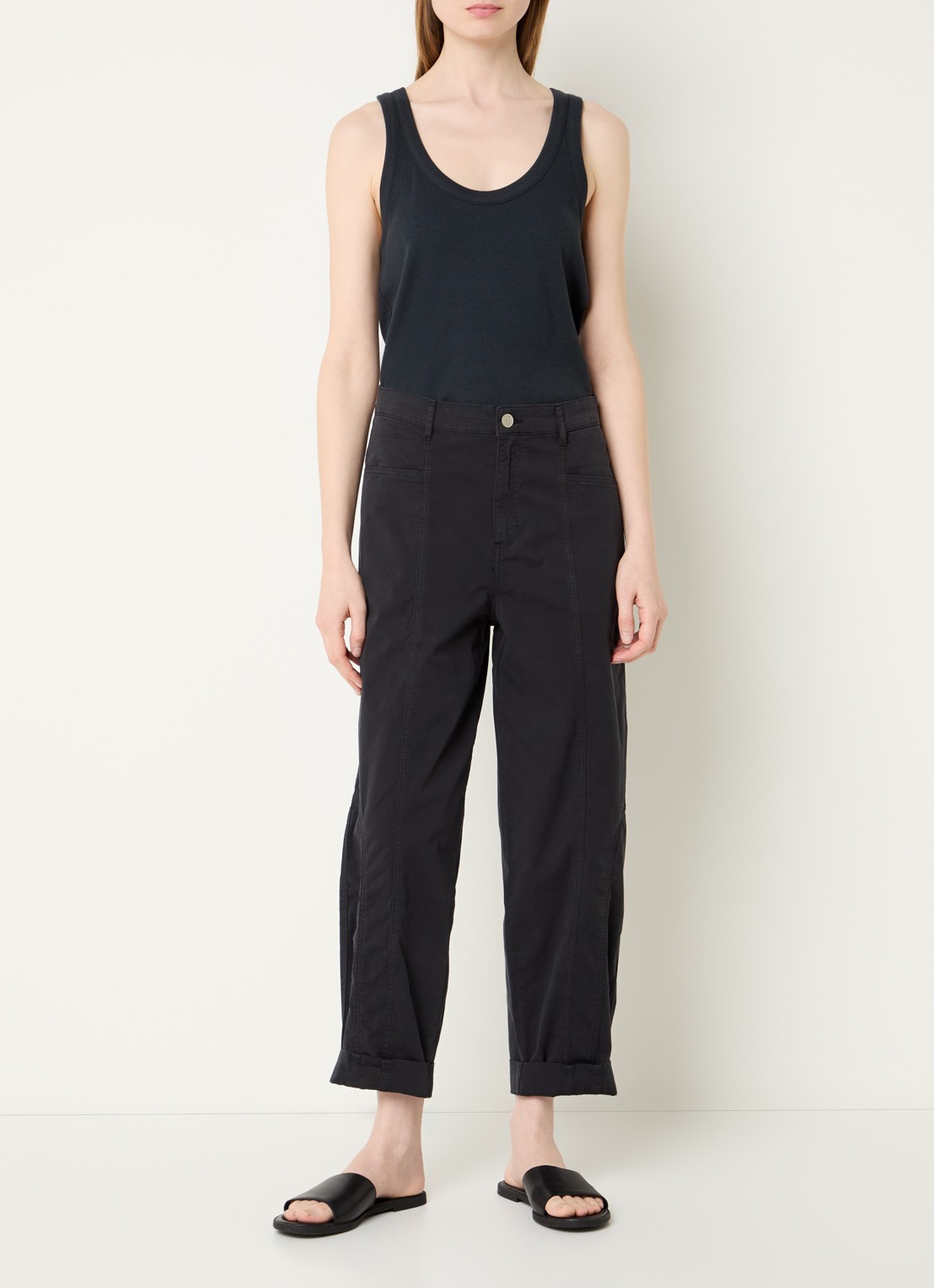 alchemist Abbi high waist tapered fit broek met steekzakken - voorkant 2 zwart
