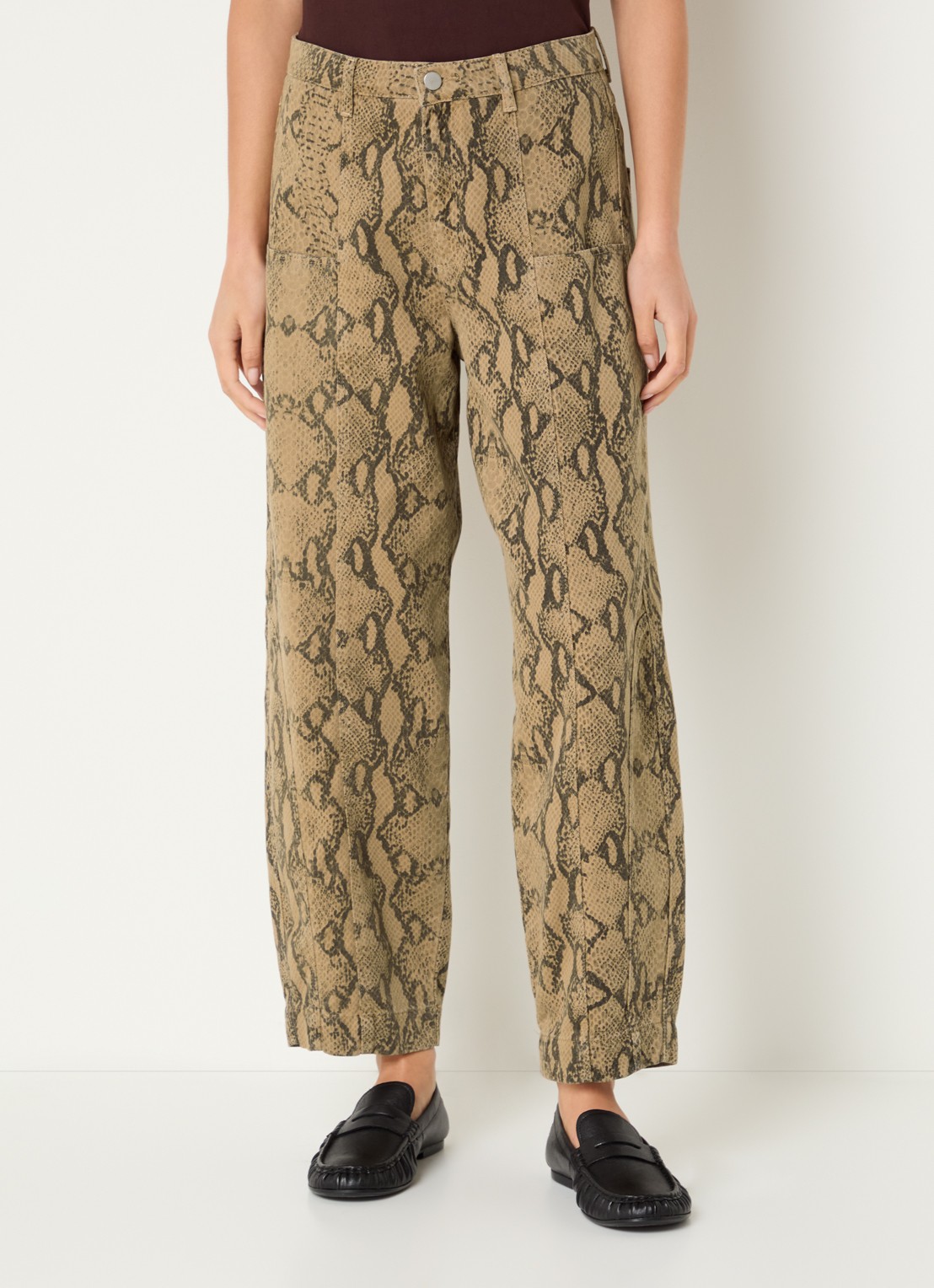 alchemist Abbi high waist tapered jeans met slangenprint - detail 2 camel