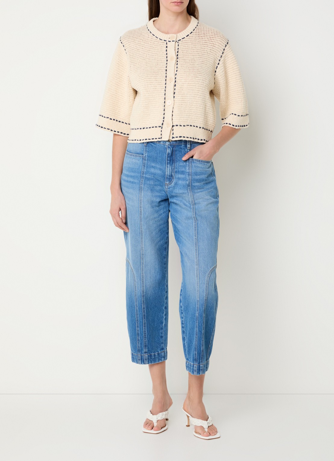 alchemist Caroline grofgebreid vest  - voorkant 2 creme