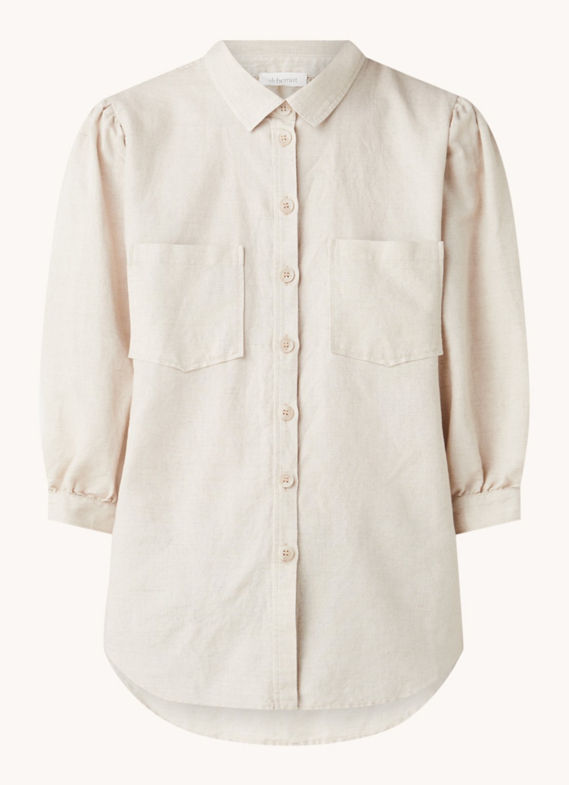 alchemist Dany blouse in linnenblend met borstzakken - voorkant 3 beige