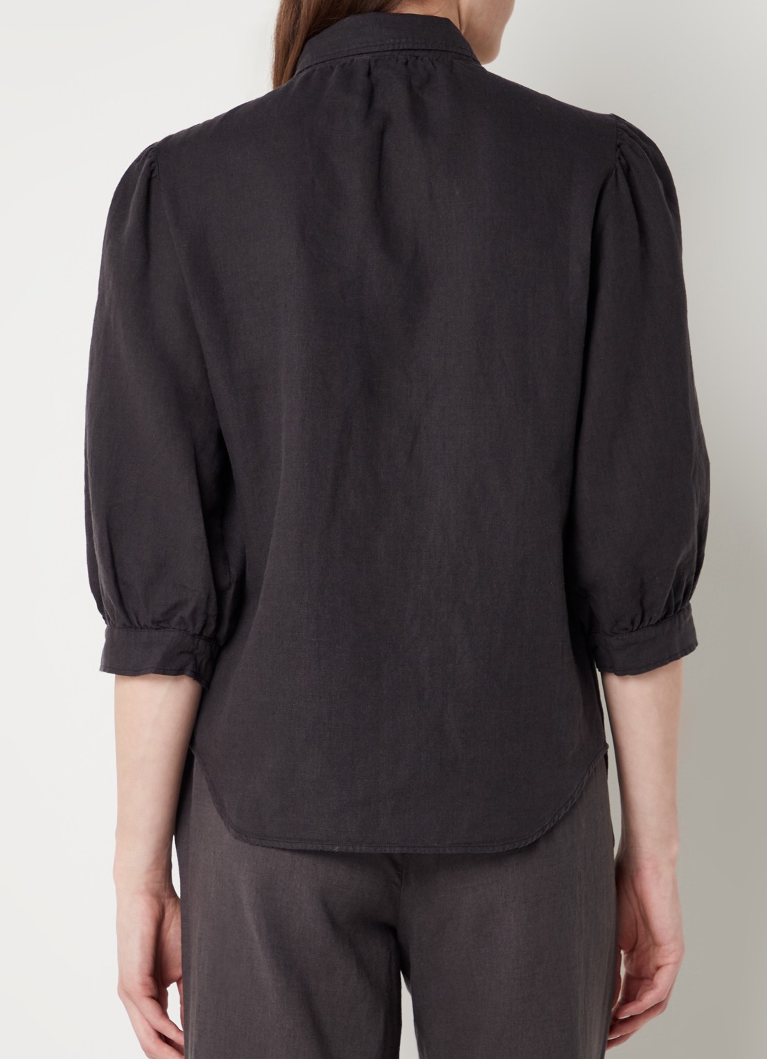 alchemist Dany blouse in linnenblend met borstzakken - achterkant 3 antraciet