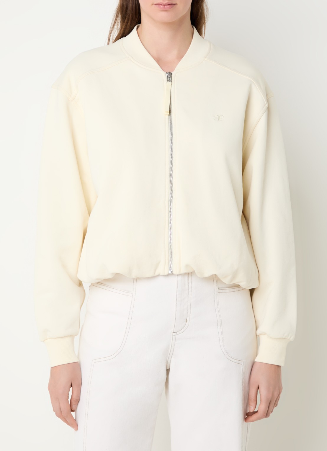 alchemist Daria sweatvest met steekzakken en logoborduring - detail 3 beige