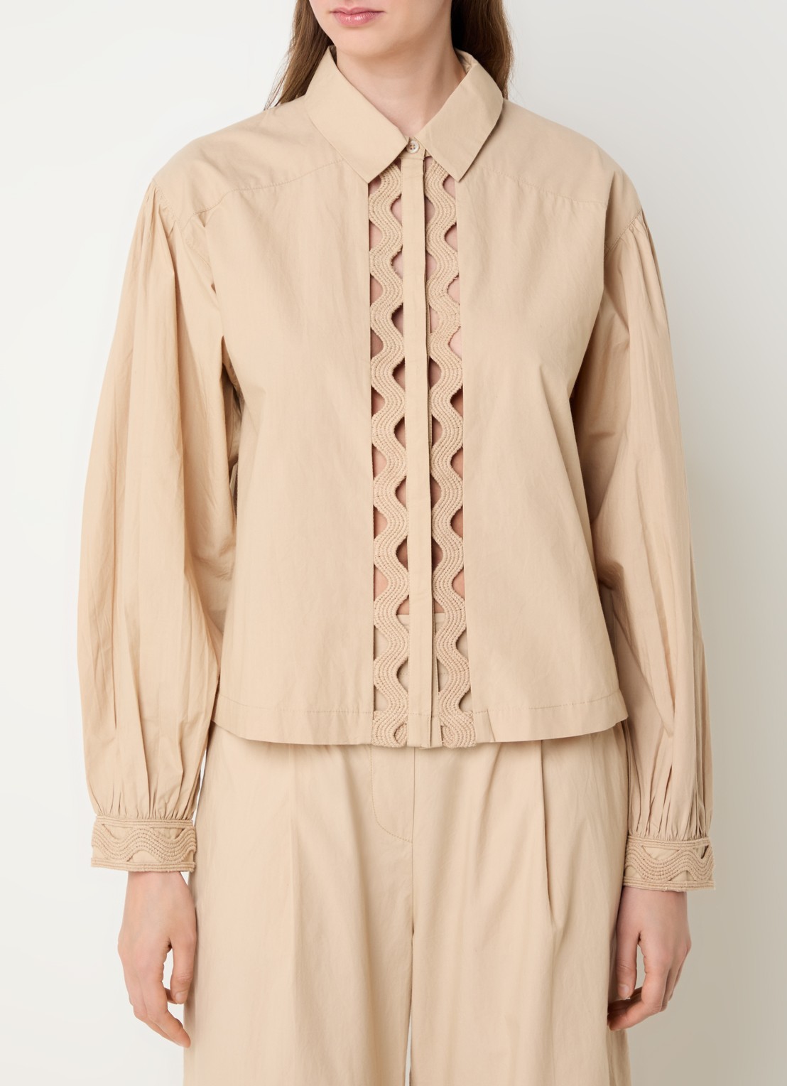 alchemist Eva blouse met opengewerkt dessin - detail 4 beige