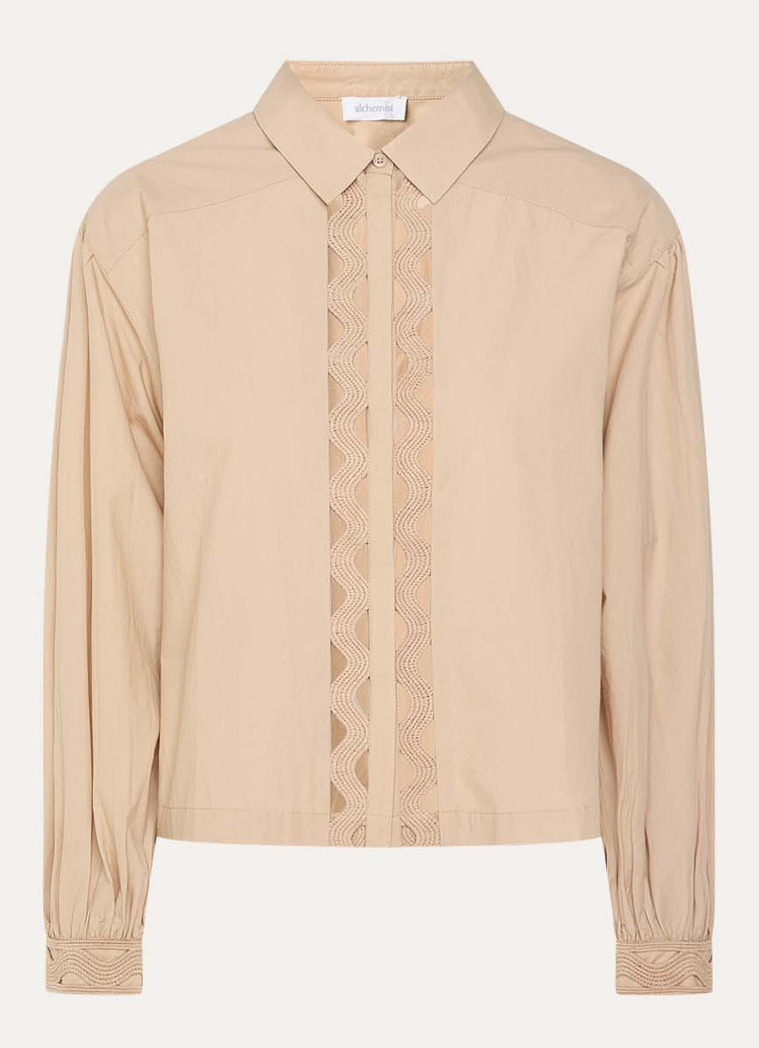 alchemist Eva blouse met opengewerkt dessin - voorkant 2 beige