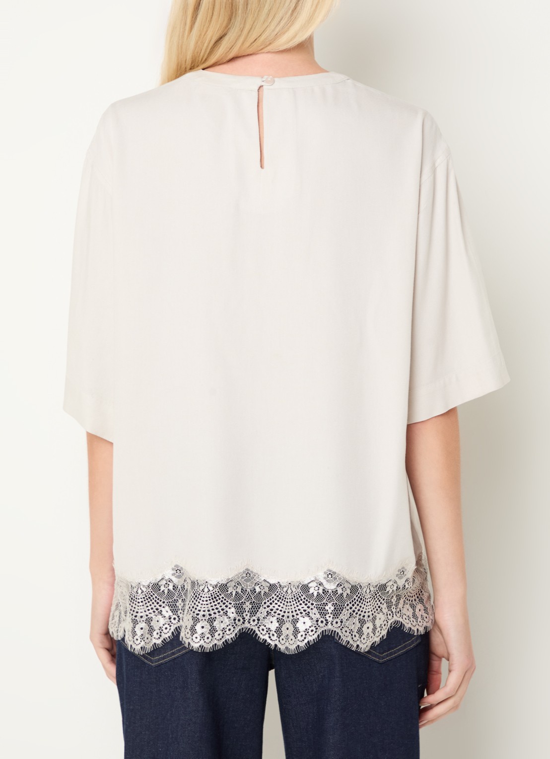 alchemist Fia T-shirt met schoudervulling en details van kant - achterkant 4 donkergrijs