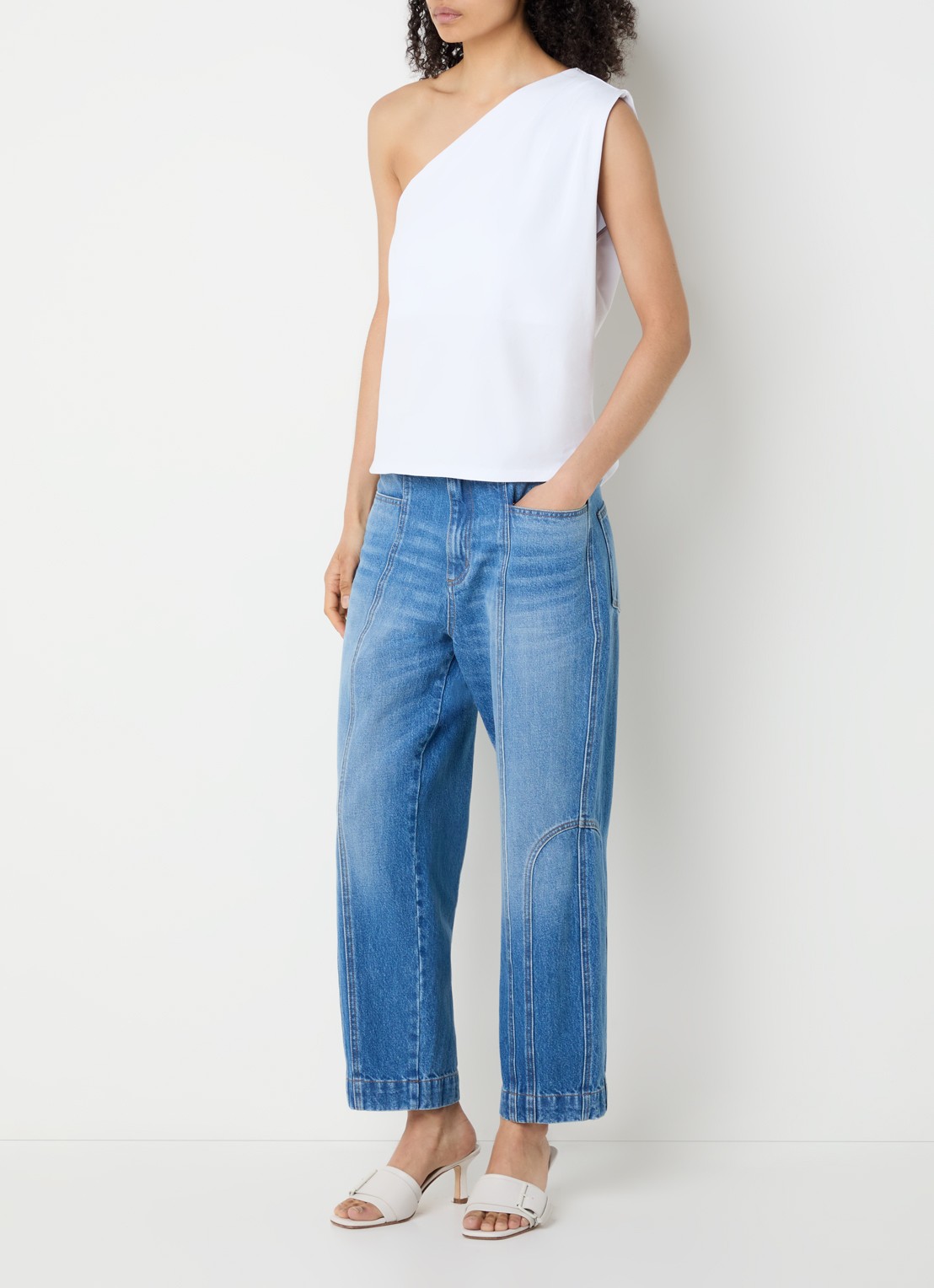 alchemist Levy one shoulder top - voorkant 4 wit