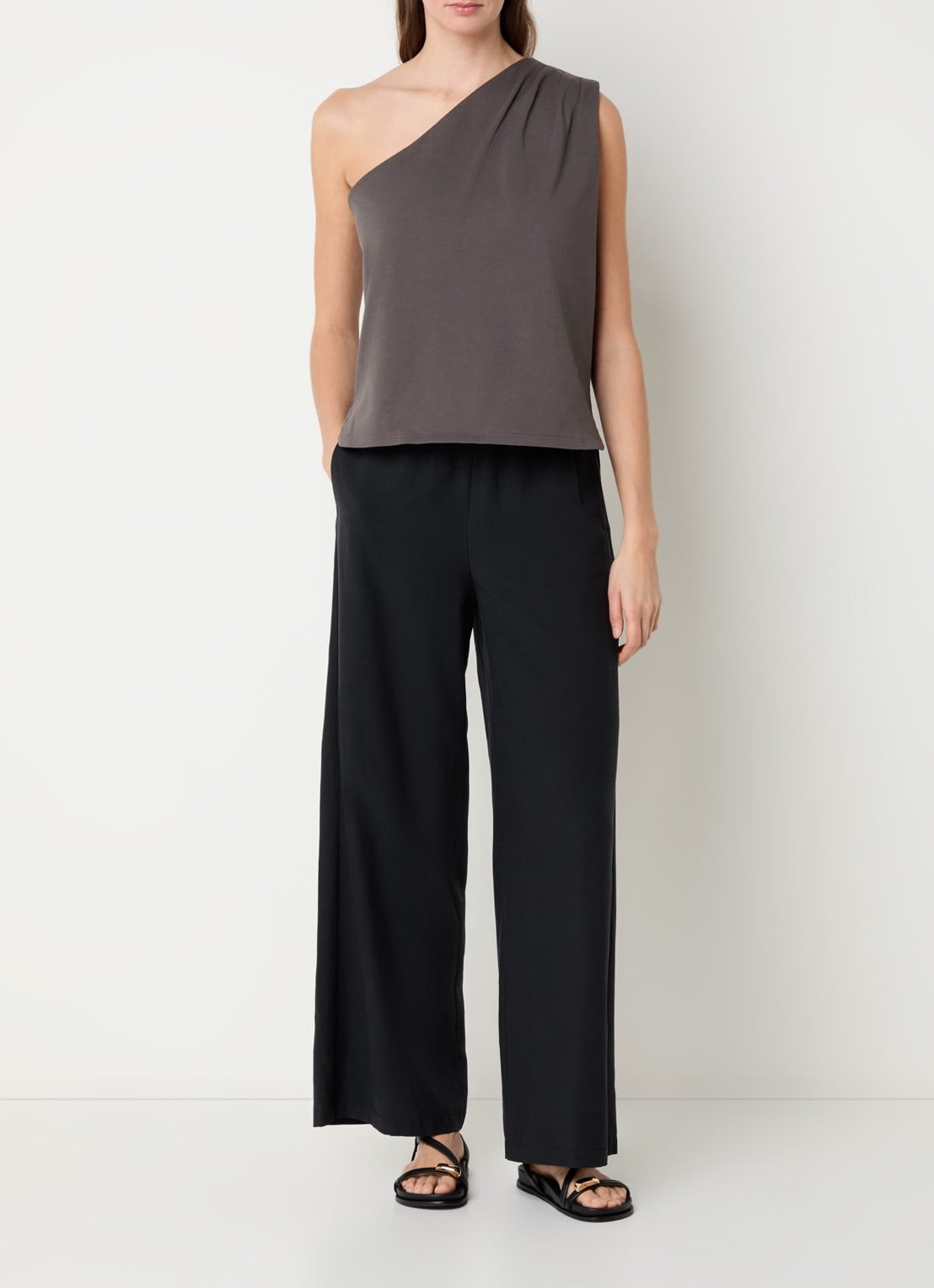 alchemist Levy one shoulder top - voorkant 3 middengrijs
