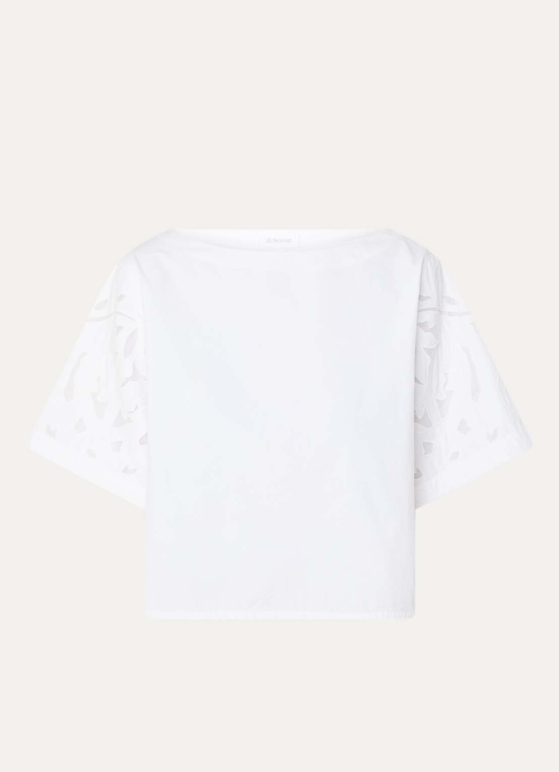 alchemist Lotus tuniek met broderie - voorkant wit