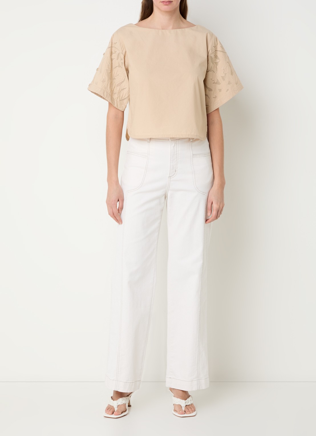 alchemist Lotus tuniek met broderie - voorkant 2 beige