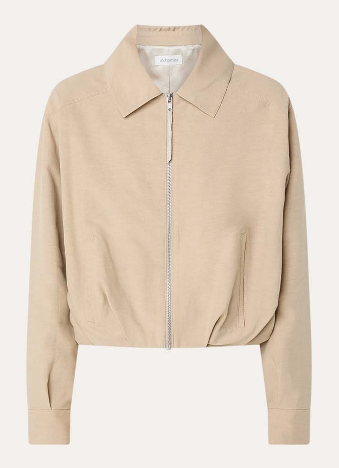 alchemist Luki cropped jack in linnenblend met steekzakken - voorkant 2 beige