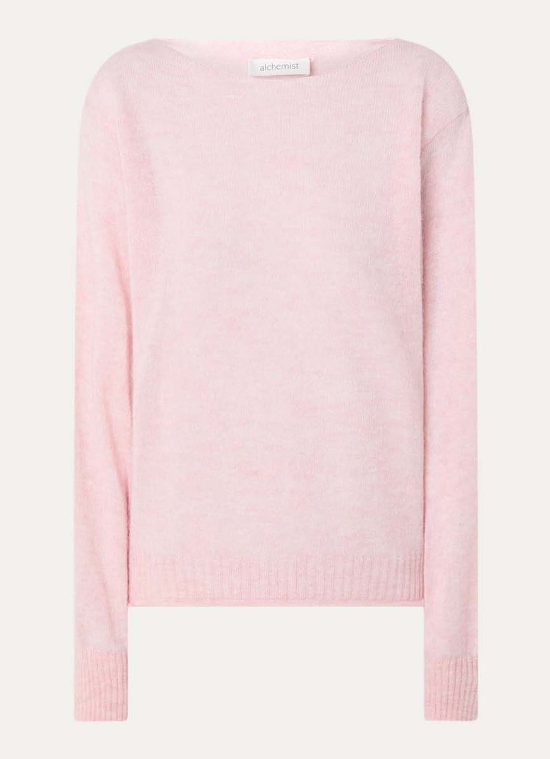alchemist Lupin fijngebreide pullover in scheerwolblend met streepprint - voorkant 2 roze