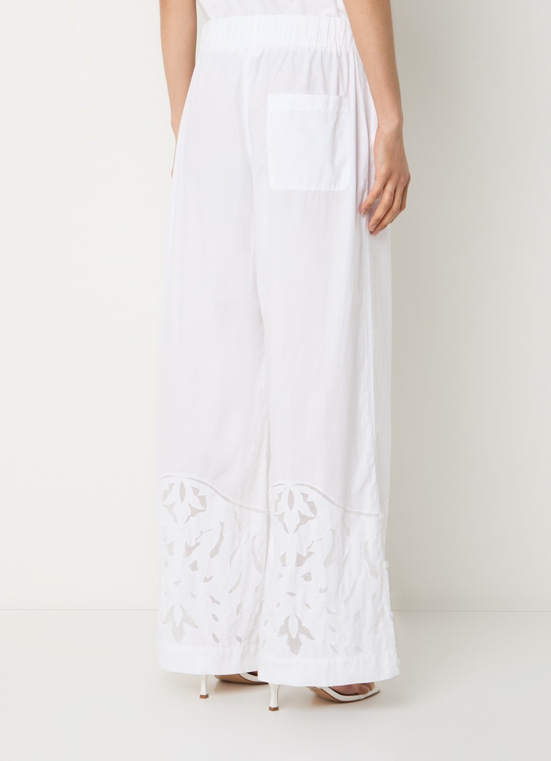 alchemist Moonflower high waist loose fit pantalon met broderie - achterkant wit
