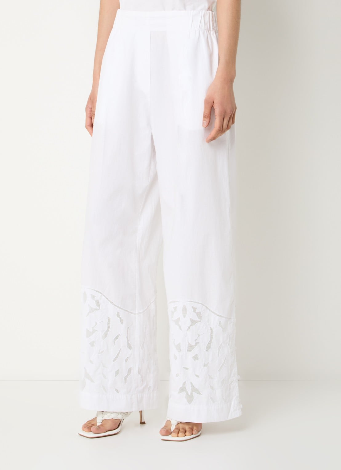 alchemist Moonflower high waist loose fit pantalon met broderie - detail 4 wit