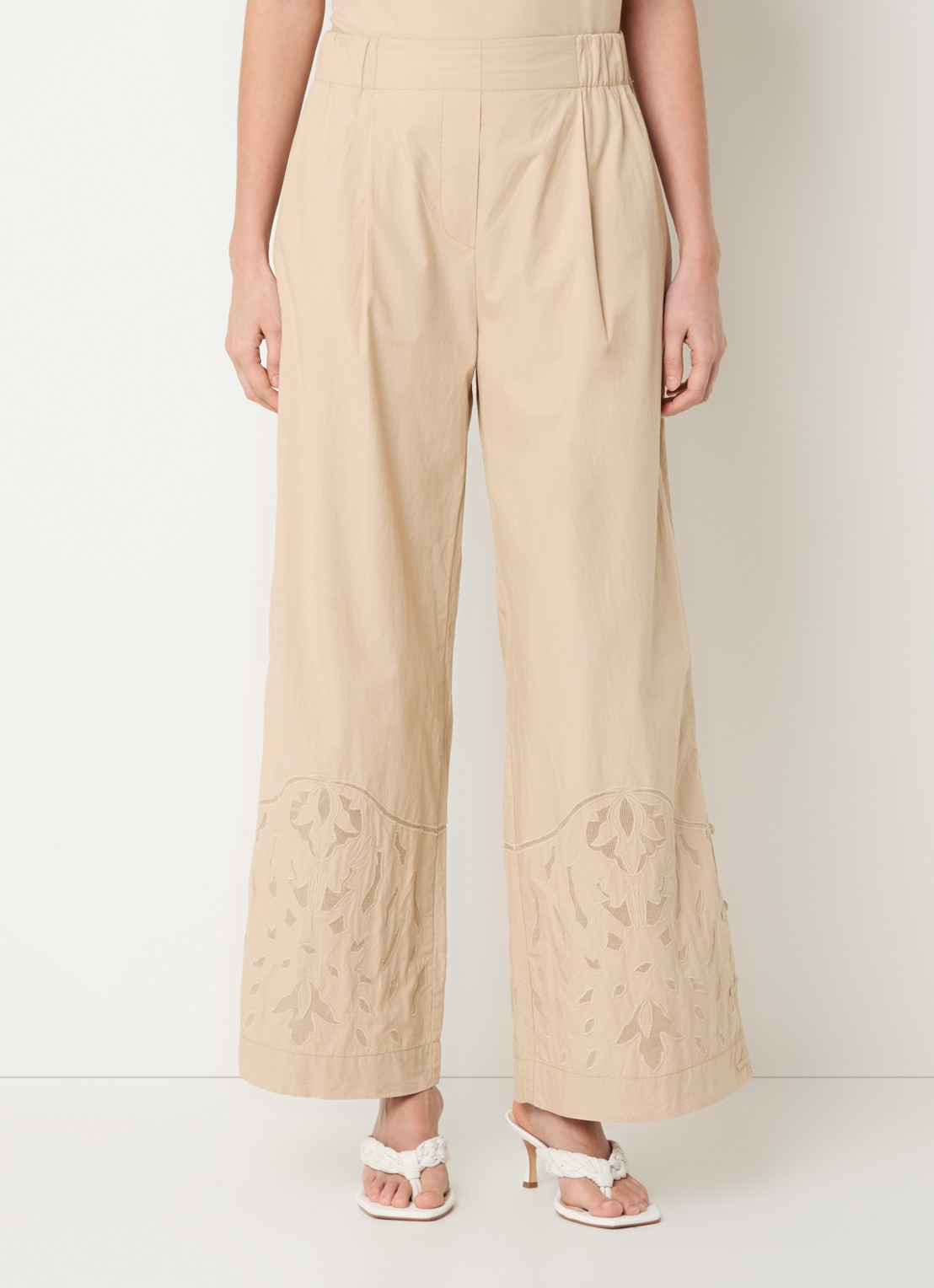 alchemist Moonflower high waist loose fit pantalon met broderie - detail 3 beige