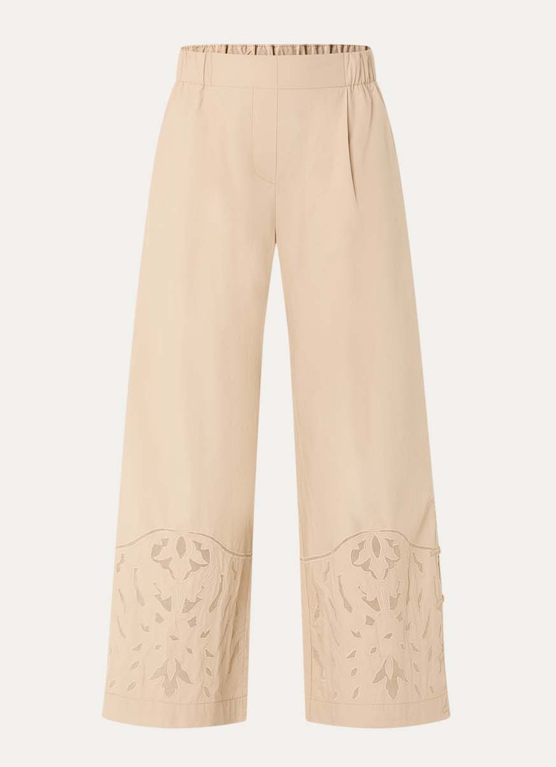alchemist Moonflower high waist loose fit pantalon met broderie - voorkant beige