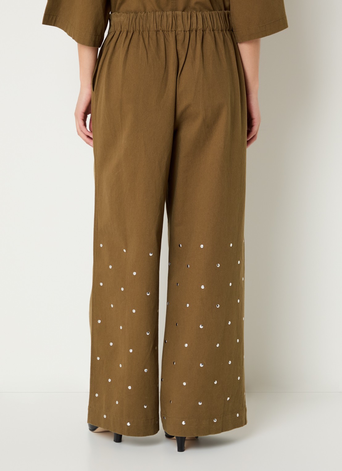 alchemist Moonflower high waist wide fit cullote met studs - achterkant 4 mosgroen