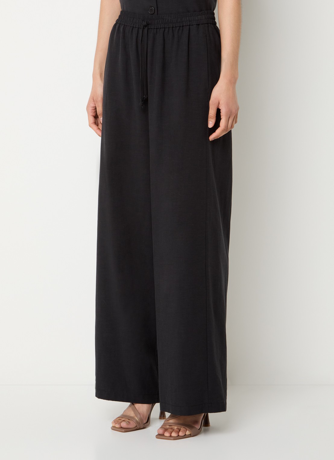 alchemist Sammy mid waist loose fit pantalon in linnenblend met steekzakken - detail 3 zwart